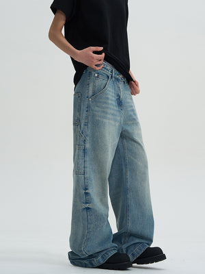 Ladova Loose Wide-Leg Washed Jeans for Men