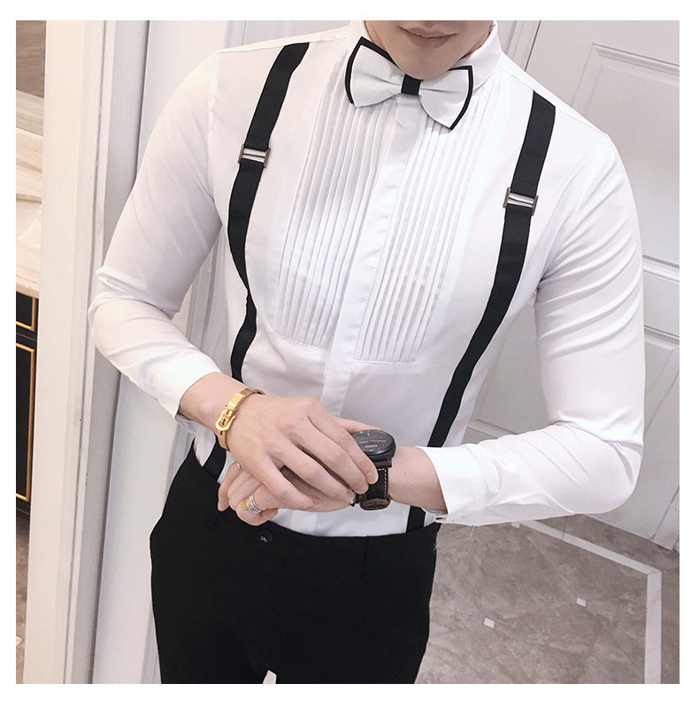 Ladova Autumn Pull Strap Long-Sleeve Formal Shirt for Men