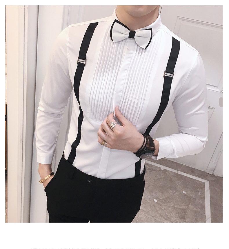Ladova Autumn Pull Strap Long-Sleeve Formal Shirt for Men