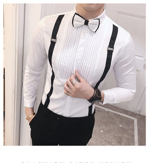 Ladova Autumn Pull Strap Long-Sleeve Formal Shirt for Men