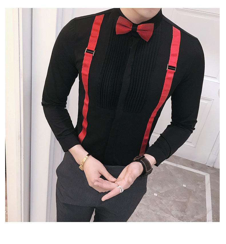 Ladova Autumn Pull Strap Long-Sleeve Formal Shirt for Men