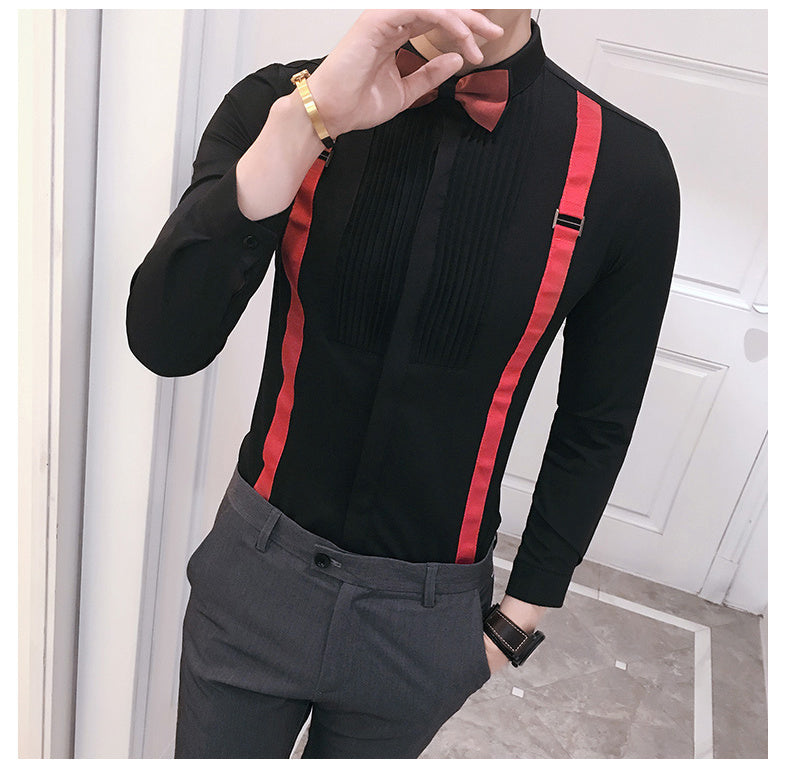 Ladova Autumn Pull Strap Long-Sleeve Formal Shirt for Men