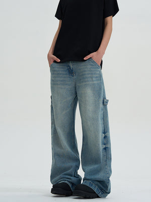 Ladova Loose Wide-Leg Washed Jeans for Men